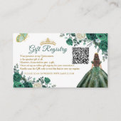 Emerald Green Bloemen Quinceañera QR Gift Registry Informatiekaartje (Voorkant)