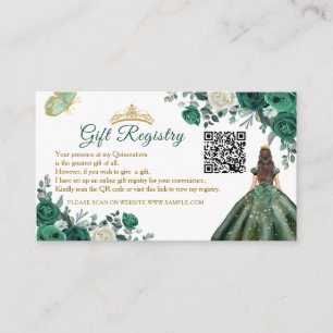 Emerald Green Bloemen Quinceañera QR Gift Registry Informatiekaartje