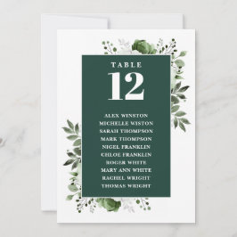 Emerald Green Bloemen Tafel Nummer Zitting Grafiek Kaart