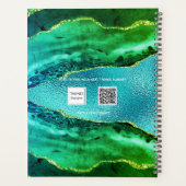 Emerald green blue agate marmer name script planner (Achterkant)