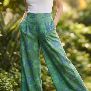 Emerald Green & Blue Stylish Bohemian Pattern Stof