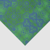 Emerald Green & Blue Stylish Bohemian Pattern Tissuepapier (Detail)
