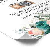 Emerald Green Blush Bloemen Gastenboek Fotobord Poster (Hoek)
