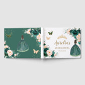 Emerald Green Blush Floral Princess Quinceañera Gastenboek (Volledig)