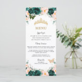 Emerald Green Blush Floral Twins Birthday Menu (Staand voorkant)