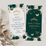 Emerald Green Blush Floral Twins Birthday Menu<br><div class="desc">Pas deze kaart van het chemische menu gemakkelijk en snel aan, druk eenvoudig de pas het knoop aan om de stijl en de plaatsing van de tekst verder te herschikken en te formatteren. Dubbelzijdig. Perfect voor Quinceañera, 16, 18th Birthday, Princess Party, Baptism / Christening en nog veel meer gelegenheid! Overeenkomende...</div>