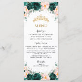 Emerald Green Blush Floral Twins Quinceañera Menu (Voorkant)