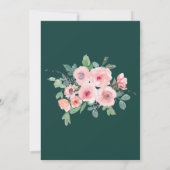 Emerald Green Blush Pink Rustic Floral Wedding Kaart (Achterkant)