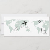 Emerald Green Boarding Pass Ticket Bruiloft Save The Date (Achterkant)