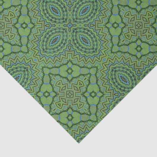 Emerald Green Bohemian Geometric Pattern Tissuepapier (Detail)