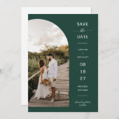 Emerald Green Boho Arc Foto QR Code Save the Date Kaart (Voorkant / Achterkant)