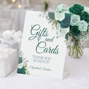 Emerald Green Boho Bloemen Geschenken & Kaarten Br Reclamebord Met Voetstuk