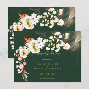 Emerald Green Boho Floral Wedding Briefkaart