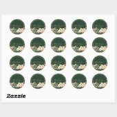 Emerald Green Boho Floral Wedding Ronde Sticker (Vel)