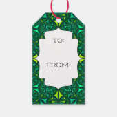 Emerald Green Boho Pattern Gift Label Cadeaulabel (Voorkant)