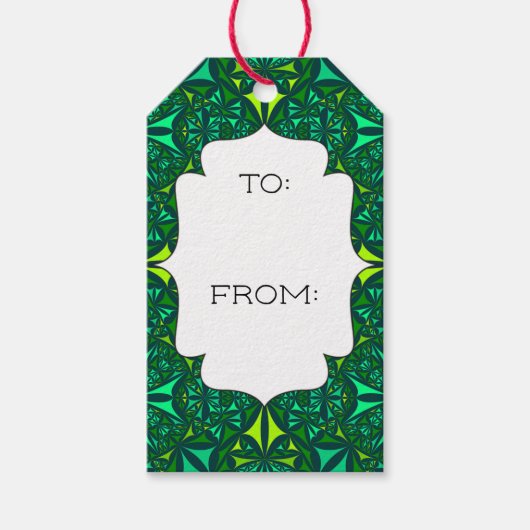 Emerald Green Boho Pattern Gift Label Cadeaulabel (Voorkant)