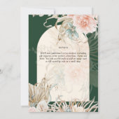 Emerald Green BOHO Peach Pampas Grass Wedding Kaart (Achterkant)