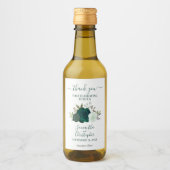 Emerald Green Boho Rozen bruiloft dank u Mini Wijn Etiket (Voorkant)