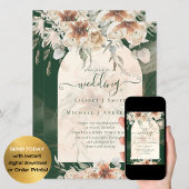 Emerald Green BOHO Terracotta Floral Wedding Kaart