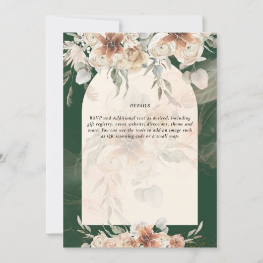 Emerald Green BOHO Terracotta Floral Wedding Kaart (Achterkant)