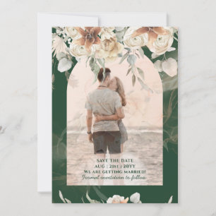 Emerald Green BOHO Terracotta Floral Wedding Save The Date
