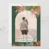 Emerald Green Boho Tropical Pampas Grass Wedding Bedankkaart (Voorkant)