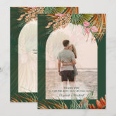 Emerald Green Boho Tropical Pampas Grass Wedding Bedankkaart (Voorkant / Achterkant)