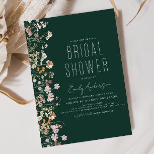 Emerald Green Boho Wildflower Vrijgezellenfeest Kaart