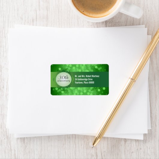Emerald Green Bokeh 30e Jubileum adreslabel Etiket (Insitu)