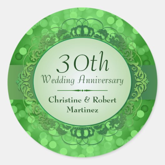 Emerald Green Bokeh 30e Jubileum Sticker (Voorkant)