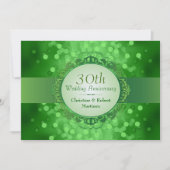 Emerald Green Bokeh 30th Jubileum Party Kaart (Voorkant)