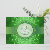 Emerald Green Bokeh 30th Jubileum Party Kaart (Staand voorkant)