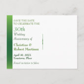 Emerald Green Bokeh Bewaar de datum 30e Jubileum Aankondigingskaart (Achterkant)