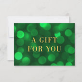 Emerald Green Bokeh Lights Gold Gift Certificate (Voorkant)