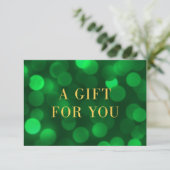 Emerald Green Bokeh Lights Gold Gift Certificate (Staand voorkant)