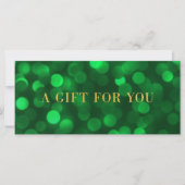 Emerald Green Bokeh Lights Gold Gift Certificate (Voorkant)