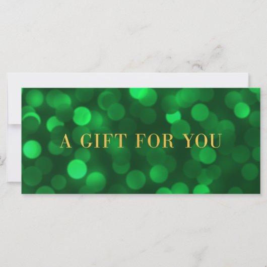 Emerald Green Bokeh Lights Gold Gift Certificate (Voorkant)