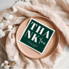 Emerald Green Bold Minimalist Bedankt bruiloft Servet