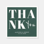 Emerald Green Bold Minimalist Bedankt bruiloft Servet (Voorkant)