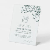 Emerald Green  Botanical Audio Guestbook Reclamebord Met Voetstuk (Voorkant)