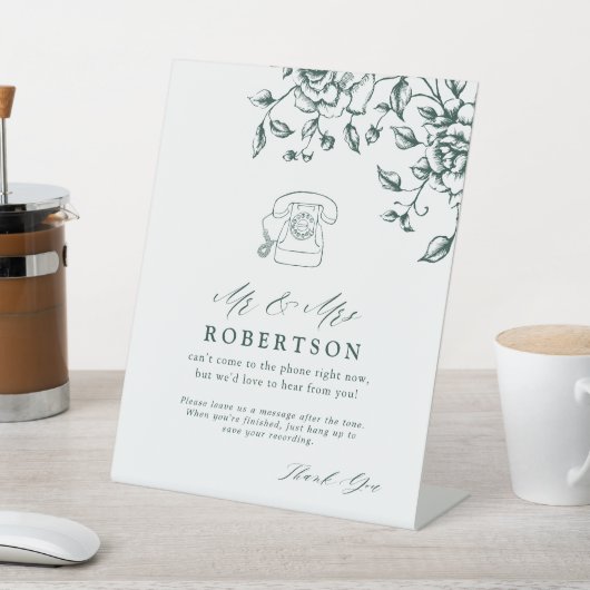 Emerald Green  Botanical Audio Guestbook Reclamebord Met Voetstuk (Insitu)