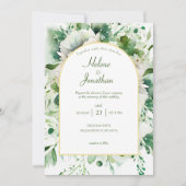 Emerald Green Botanical Floral Wedding Kaart (Voorkant)