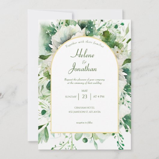 Emerald Green Botanical Floral Wedding Kaart (Voorkant)