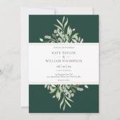 Emerald Green Botanical Photo Wedding Invitation Kaart (Voorkant)
