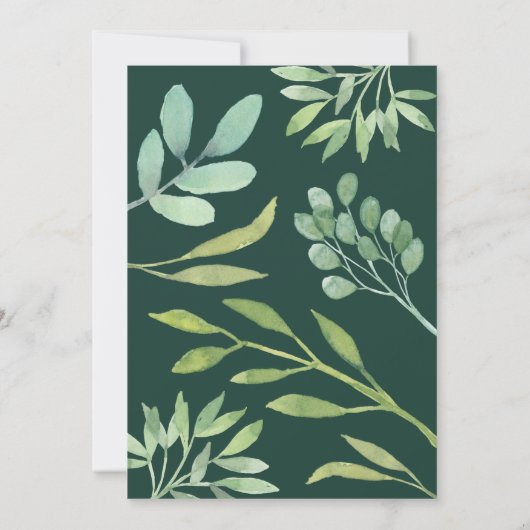 Emerald Green Botanical Wedding Kaart (Achterkant)
