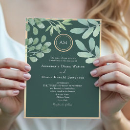 Emerald Green Botanical Wedding Kaart