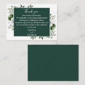 Emerald Green Botanische Bloemen Huwelijk Dank u Plaatskaartje (Voorkant / Achterkant)