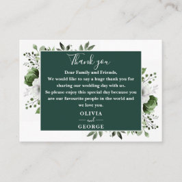 Emerald Green Botanische Bloemen Huwelijk Dank u Plaatskaartje