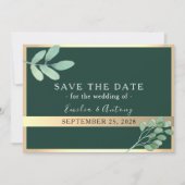 Emerald Green Botanische bruiloft Bewaar de datum Save The Date (Voorkant)