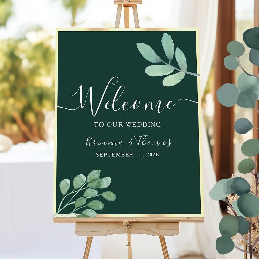 Emerald Green Botanische bruiloft Welkom Poster